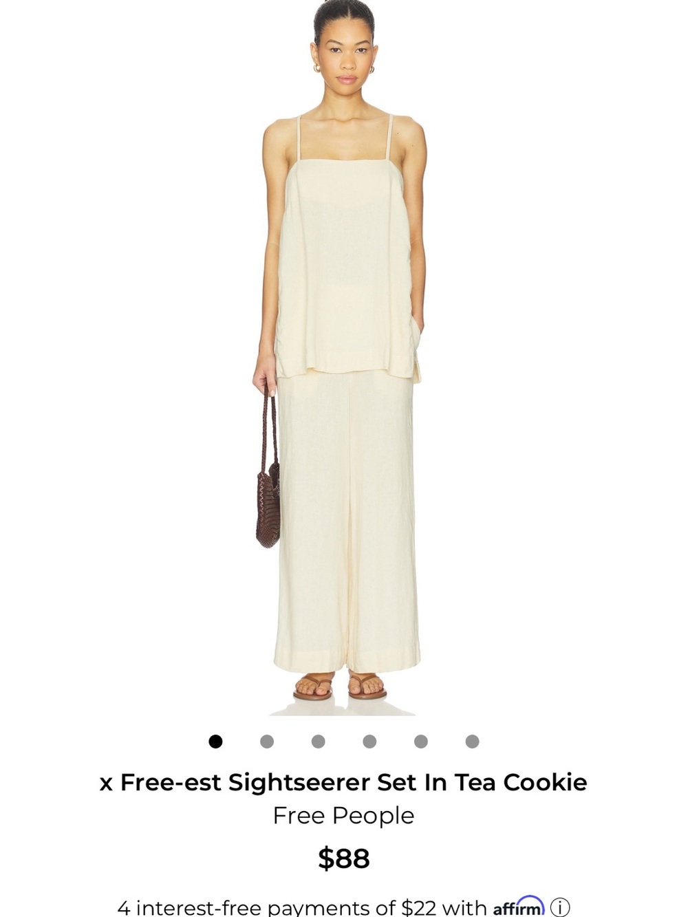 NWT Free People Tea Cookie Two-PieceSet - Cream S